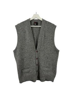 Robert Bruce Men’s Wool Blend Grey Button Down Vest Side 2X